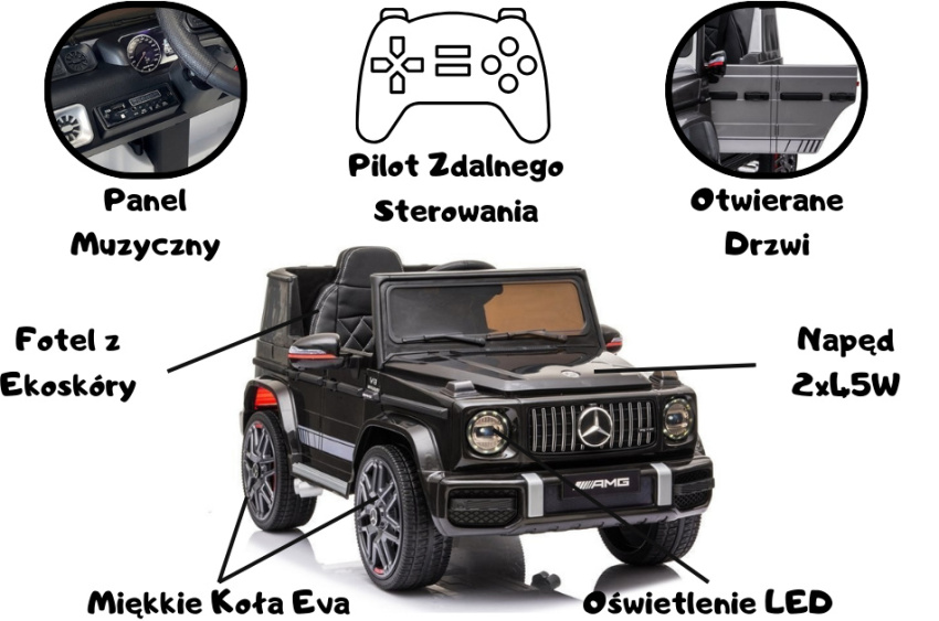 Auto na Akumulator Mercedes G63 AMG Czarny Parametry